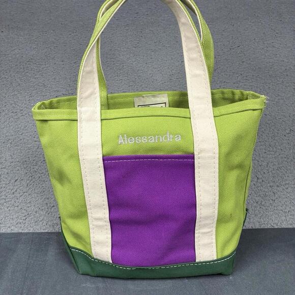 L.L. Bean Other - LL Bean Boat & Tote Mini Canvas Green Purple Color Block Modern Made In USA